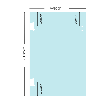 1200mm H Glass Panels: 12KM-GP
